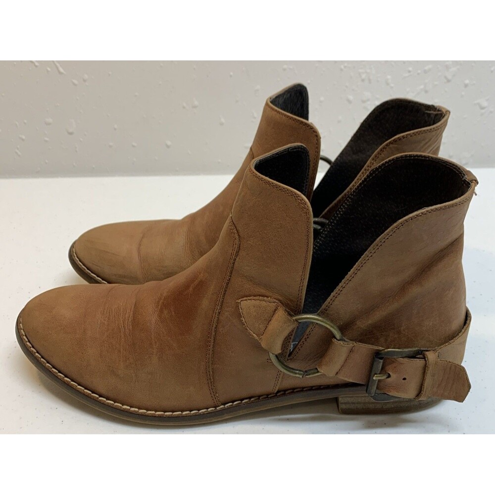 SixtySeven Anthropologie Ankle Boots Womens 9 40 Brown Leather Slip On Cowgirl